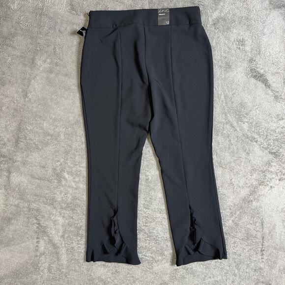 INC International Concepts Pants - INC International Concepts Pants NWT 12 Black Pull On Trousers Ruffle Back Leg